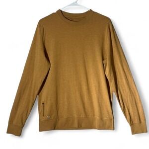 Vuori Mens Ponto Performance Crewneck Sweatshirt Mustard Yellow Ochre M